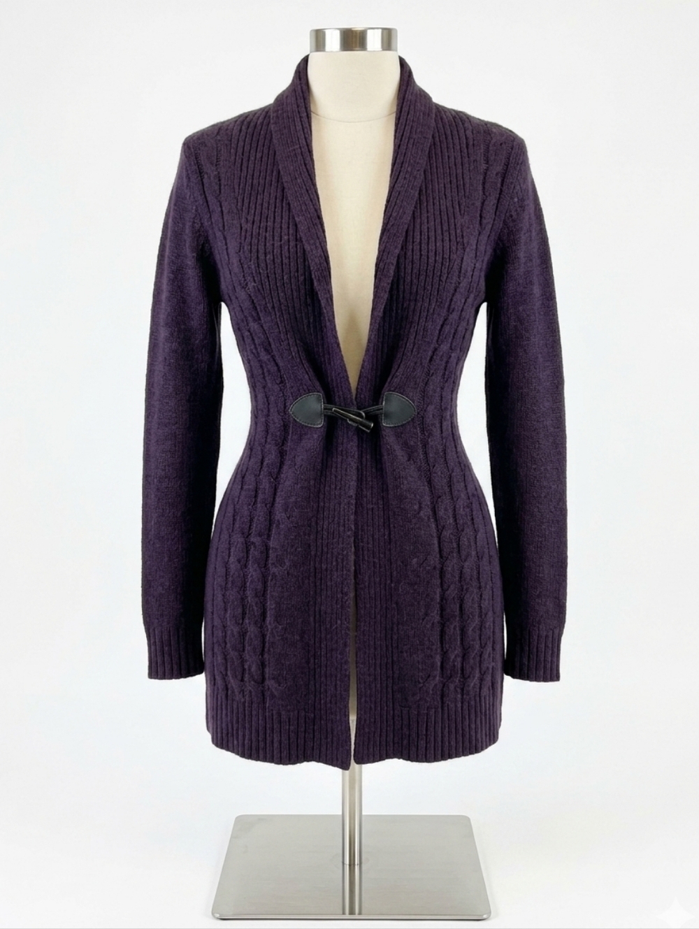 Iris Purple Cable Knit Cardigan by Debbie Morgan